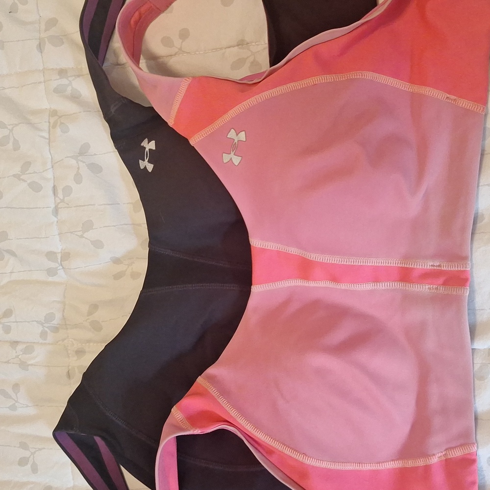 2 Under Armour Heat Gear Padded  Wirefree Sports Bras- 34D